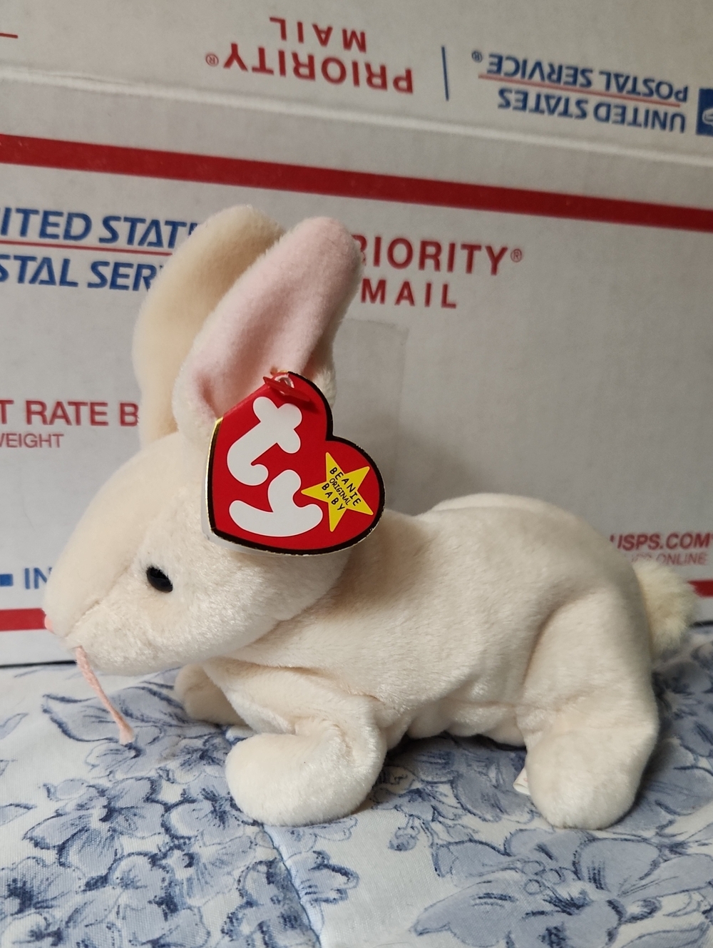 NWT NIBBLER Cream/Pink vintage Beanie Baby 1998, rabbit